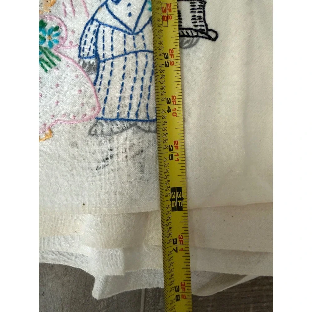 Hand Embroidered Cat Tea Towels Set 6 Kitsch Wedding Honeymoon